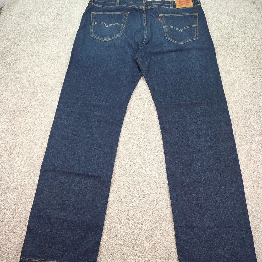 Levis 505 Regular Fit Jeans Mens 42x32 Dark Wash Indigo Straight Leg Denim